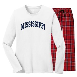 Mississippi Throwback Design Classic Women's Long Sleeve Flannel Pajama Set 