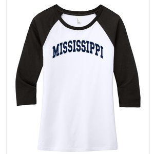 Mississippi Throwback Design Classic Women's Tri-Blend 3/4-Sleeve Raglan Shirt