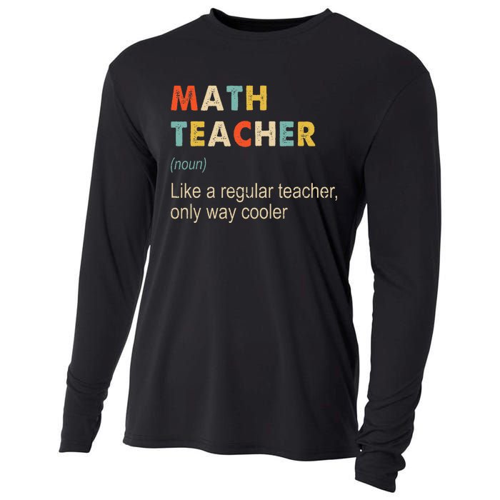 Math Teacher Definition Funny Teaching School Cooling Performance Long Sleeve Crew