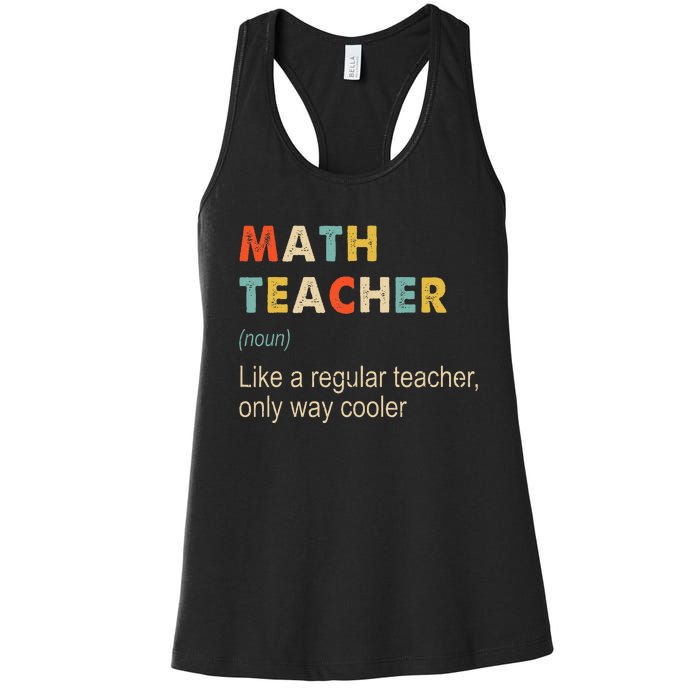 Math Teacher Definition Funny Teaching School Women's Racerback Tank