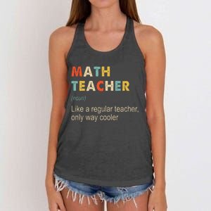 Math Teacher Definition Funny Teaching School Women's Knotted Racerback Tank