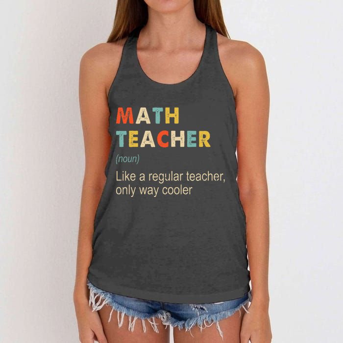 Math Teacher Definition Funny Teaching School Women's Knotted Racerback Tank