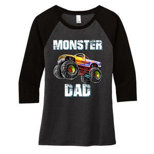 Monster Truck Dad Women's Tri-Blend 3/4-Sleeve Raglan Shirt