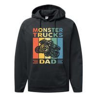 Monster Truck Dad Retro Vintage Monster Truck Performance Fleece Hoodie