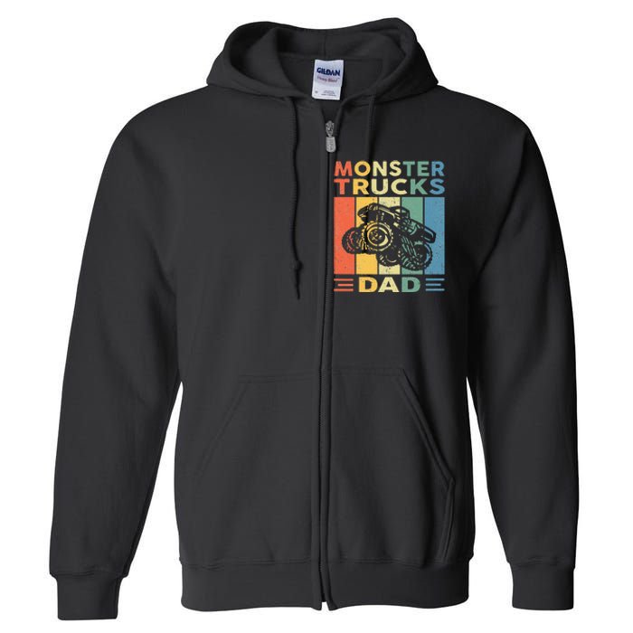 Monster Truck Dad Retro Vintage Monster Truck Full Zip Hoodie