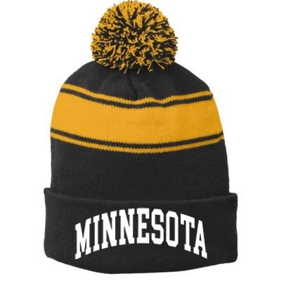 Minnesota Throwback Design Classic Stripe Pom Pom Beanie