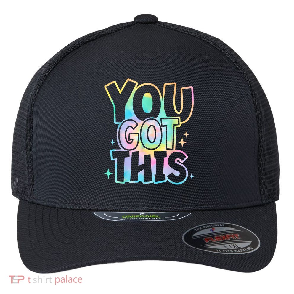 Motivational Testing Day Teacher You Got This Rock The Test (1) Flexfit Unipanel Trucker Cap