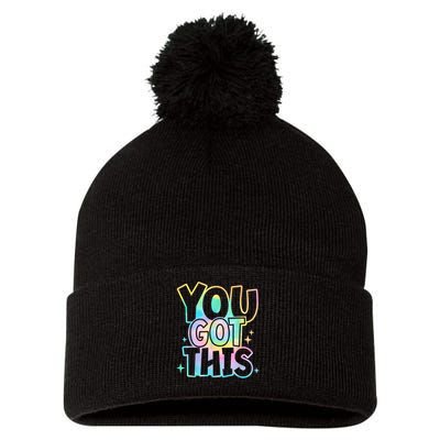 Motivational Testing Day Teacher You Got This Rock The Test (1) Pom Pom 12in Knit Beanie