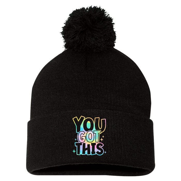 Motivational Testing Day Teacher You Got This Rock The Test (1) Pom Pom 12in Knit Beanie