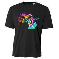 Michigan Tie Dye State Map Pride Hippie Vintage Retro Cooling Performance Crew T-Shirt