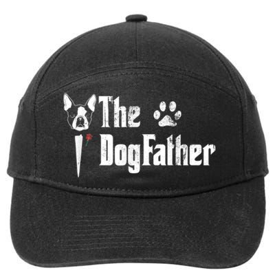 Men The Dogfather Boston Terrier Dog Dad Fathers Day 7-Panel Snapback Hat