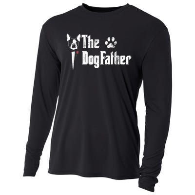 Men The Dogfather Boston Terrier Dog Dad Fathers Day Cooling Performance Long Sleeve Crew