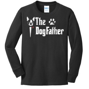 Men The Dogfather Boston Terrier Dog Dad Fathers Day Kids Long Sleeve Shirt