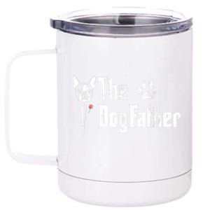 Men The Dogfather Boston Terrier Dog Dad Fathers Day 12 oz Stainless Steel Tumbler Cup