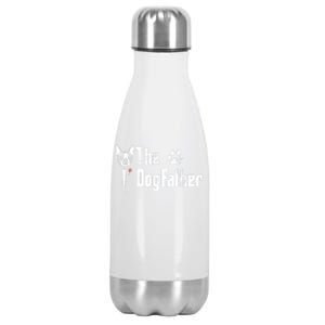 Men The Dogfather Boston Terrier Dog Dad Fathers Day Stainless Steel Insulated Water Bottle