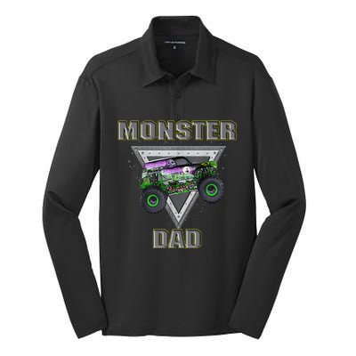 Monster Truck Dad Fathers Day Monster Truck Are My Jam Silk Touch Performance Long Sleeve Polo