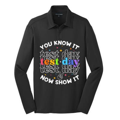 Motivational Test Day Testing Day Teacher Silk Touch Performance Long Sleeve Polo