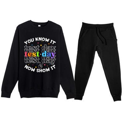 Motivational Test Day Testing Day Teacher Premium Crewneck Sweatsuit Set