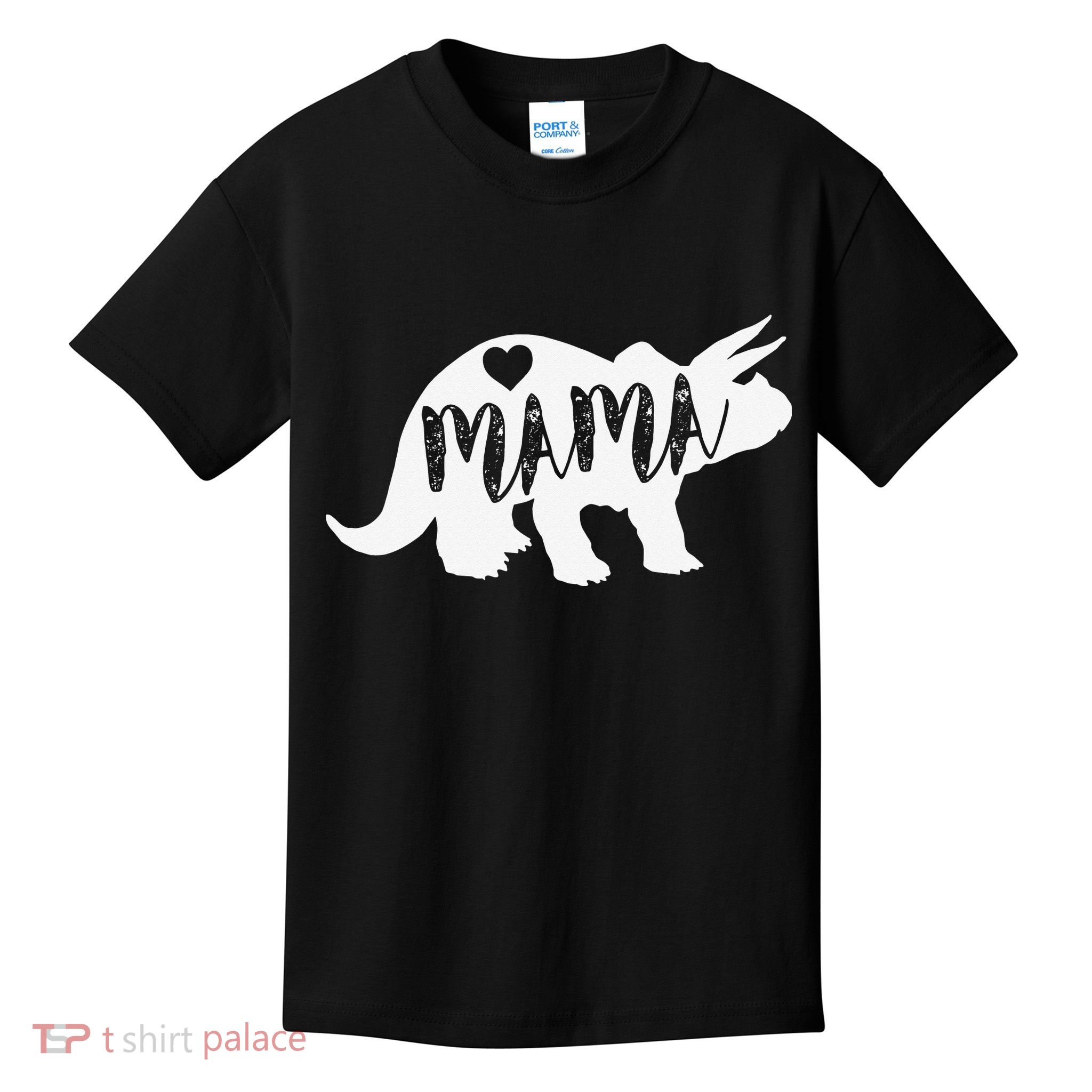 Mama Triceratops Dinosaur Funny Gift For Mother Day Kids T-Shirt