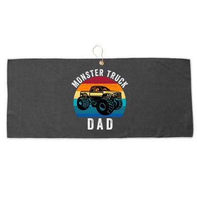 Monster Truck Dad FatherS Day Dads Love Monster Trucks Too Large Microfiber Waffle Golf Towel