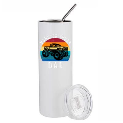 Monster Truck Dad FatherS Day Dads Love Monster Trucks Too Stainless Steel Tumbler