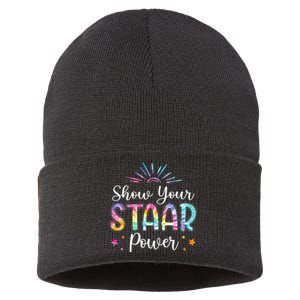 Motivational Testing Day Teacher Show Your STAAR Power Sustainable Knit Beanie