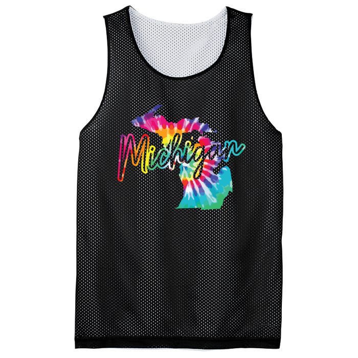 Michigan Tie Dye State Map Pride Hippie Vintage Retro Mesh Reversible Basketball Jersey Tank