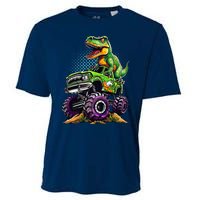 Monster Truck Dinosaur Trex Birthday Boy Cooling Performance Crew T-Shirt