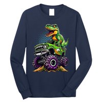 Monster Truck Dinosaur Trex Birthday Boy Long Sleeve Shirt