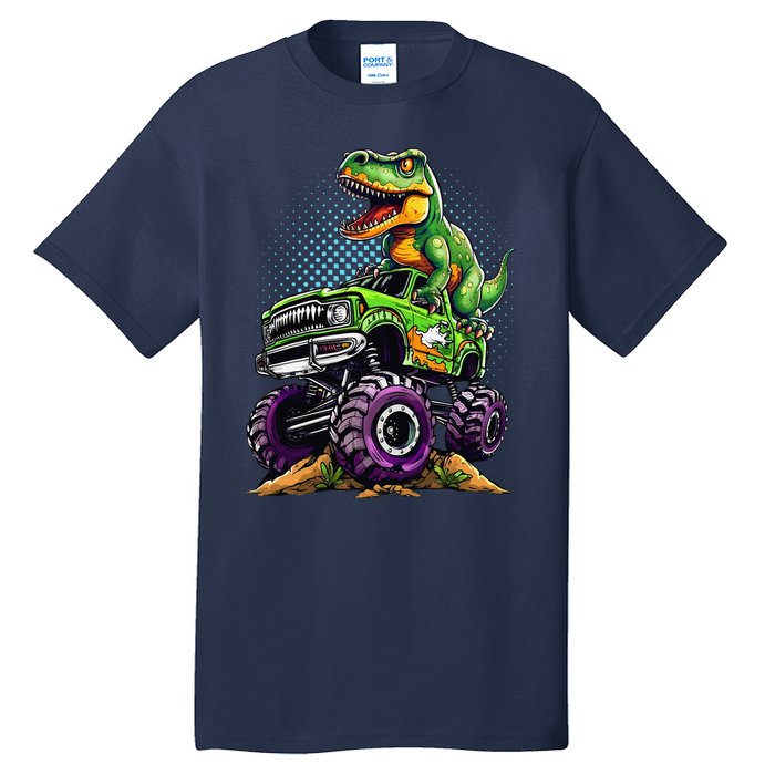 Monster Truck Dinosaur Trex Birthday Boy Tall T-Shirt