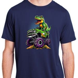 Monster Truck Dinosaur Trex Birthday Boy Adult ChromaSoft Performance T-Shirt