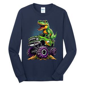 Monster Truck Dinosaur Trex Birthday Boy Tall Long Sleeve T-Shirt