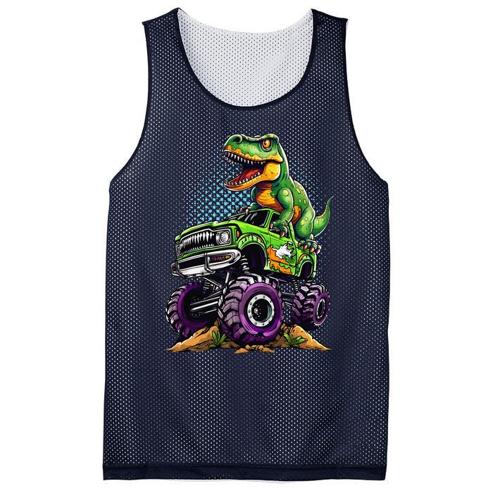 Monster Truck Dinosaur Trex Birthday Boy Mesh Reversible Basketball Jersey Tank