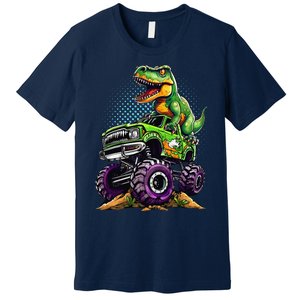 Monster Truck Dinosaur Trex Birthday Boy Premium T-Shirt