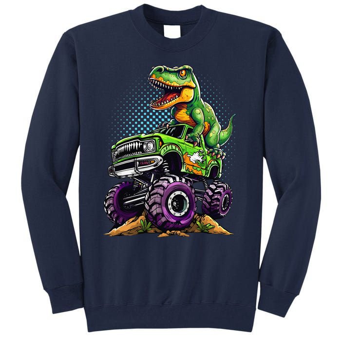 Monster Truck Dinosaur Trex Birthday Boy Tall Sweatshirt