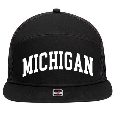 Michigan Throwback Design Classic 7 Panel Mesh Trucker Snapback Hat