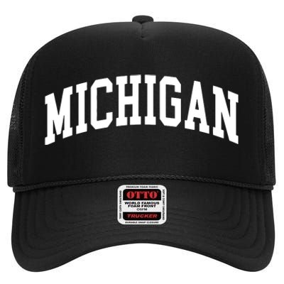 Michigan Throwback Design Classic High Crown Mesh Back Trucker Hat