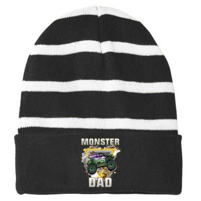 Monster Truck Dad Monster Truck Are My Jam Truck Lovers Striped Beanie with Solid Band