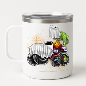 Monster Truck Dinosaur Ghost Halloween TrickOrTreating Cute Gift 12 oz Stainless Steel Tumbler Cup