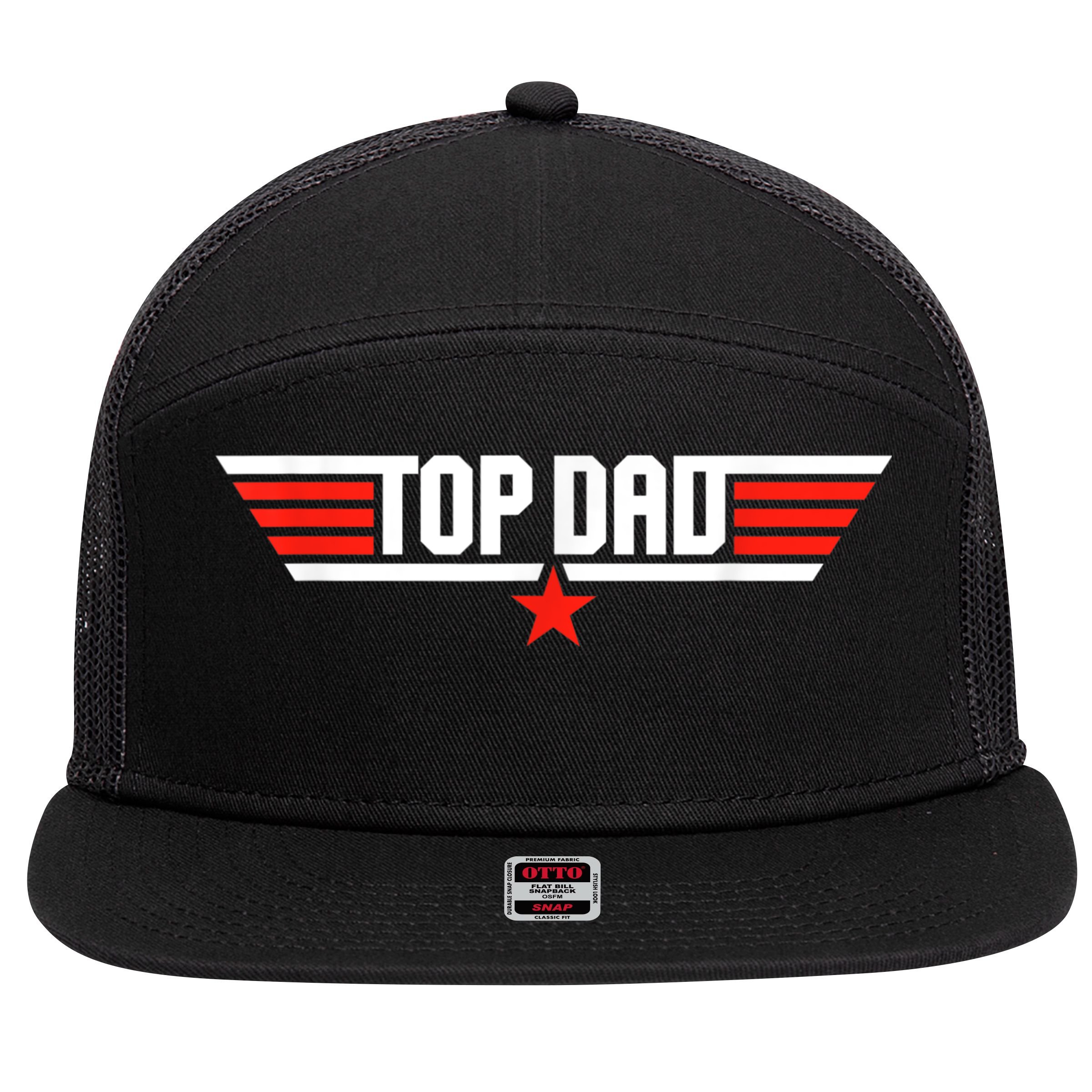 Mens Top Dad Funny Cool 80s 1980s Father Father's Day 7 Panel Mesh Trucker Snapback Hat