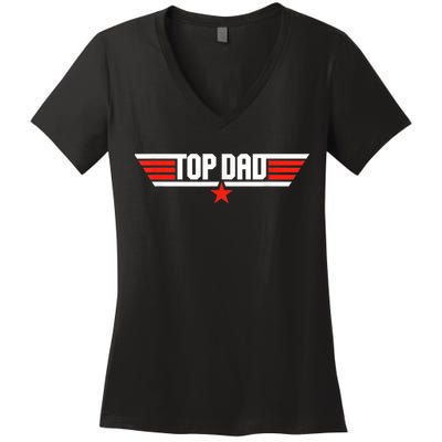 Mens Top Dad Funny Cool 80s 1980s Father Father's Day Women's V-Neck T-Shirt