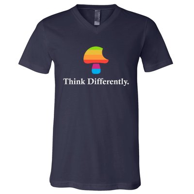 Mushroom Think Different V-Neck T-Shirt