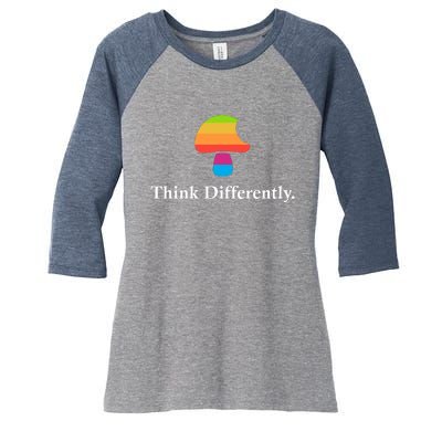 Mushroom Think Different Women's Tri-Blend 3/4-Sleeve Raglan Shirt