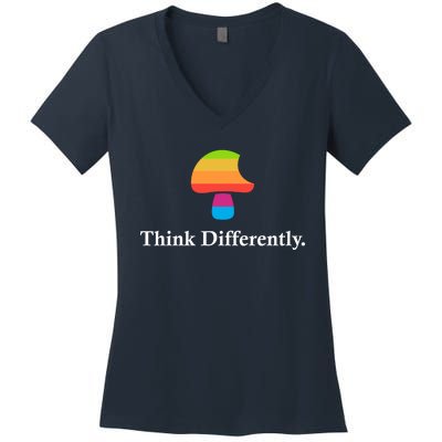 Mushroom Think Different Women's V-Neck T-Shirt