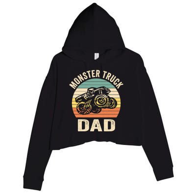 Monster Truck Dad Retro Vintage Monster Truck Crop Fleece Hoodie