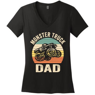 Monster Truck Dad Retro Vintage Monster Truck Women's V-Neck T-Shirt