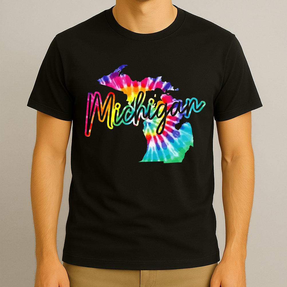 Michigan Tie Dye State Map Pride Hippie Vintage Retro T-Shirt