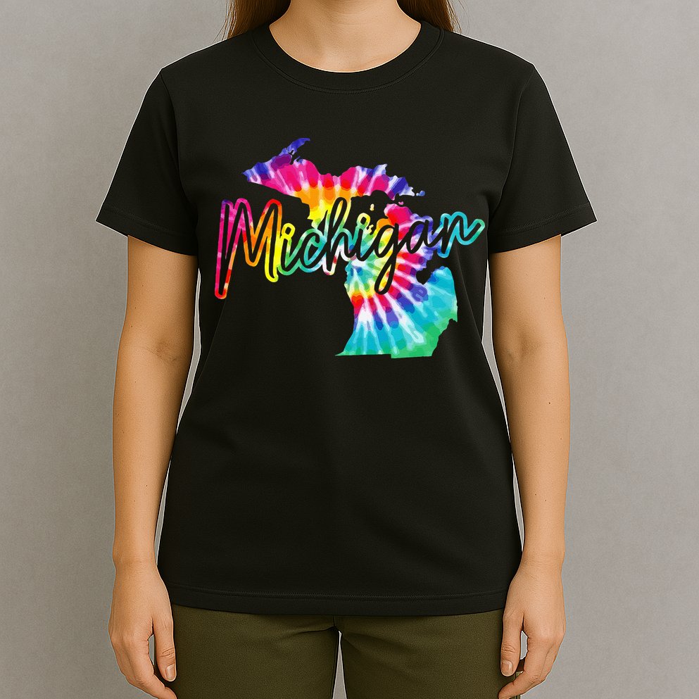 Michigan Tie Dye State Map Pride Hippie Vintage Retro T-Shirt