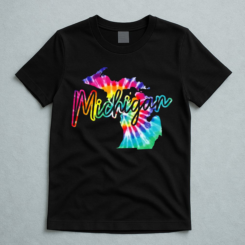 Michigan Tie Dye State Map Pride Hippie Vintage Retro T-Shirt