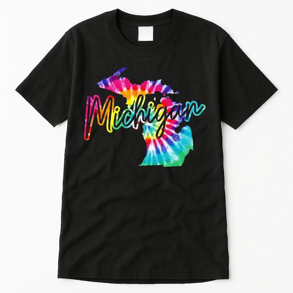 Michigan Tie Dye State Map Pride Hippie Vintage Retro Tall T-Shirt